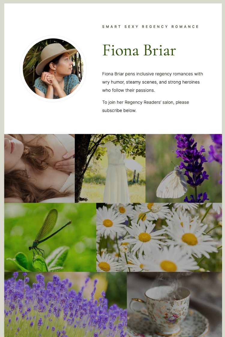 website for historical romance author fiona briar