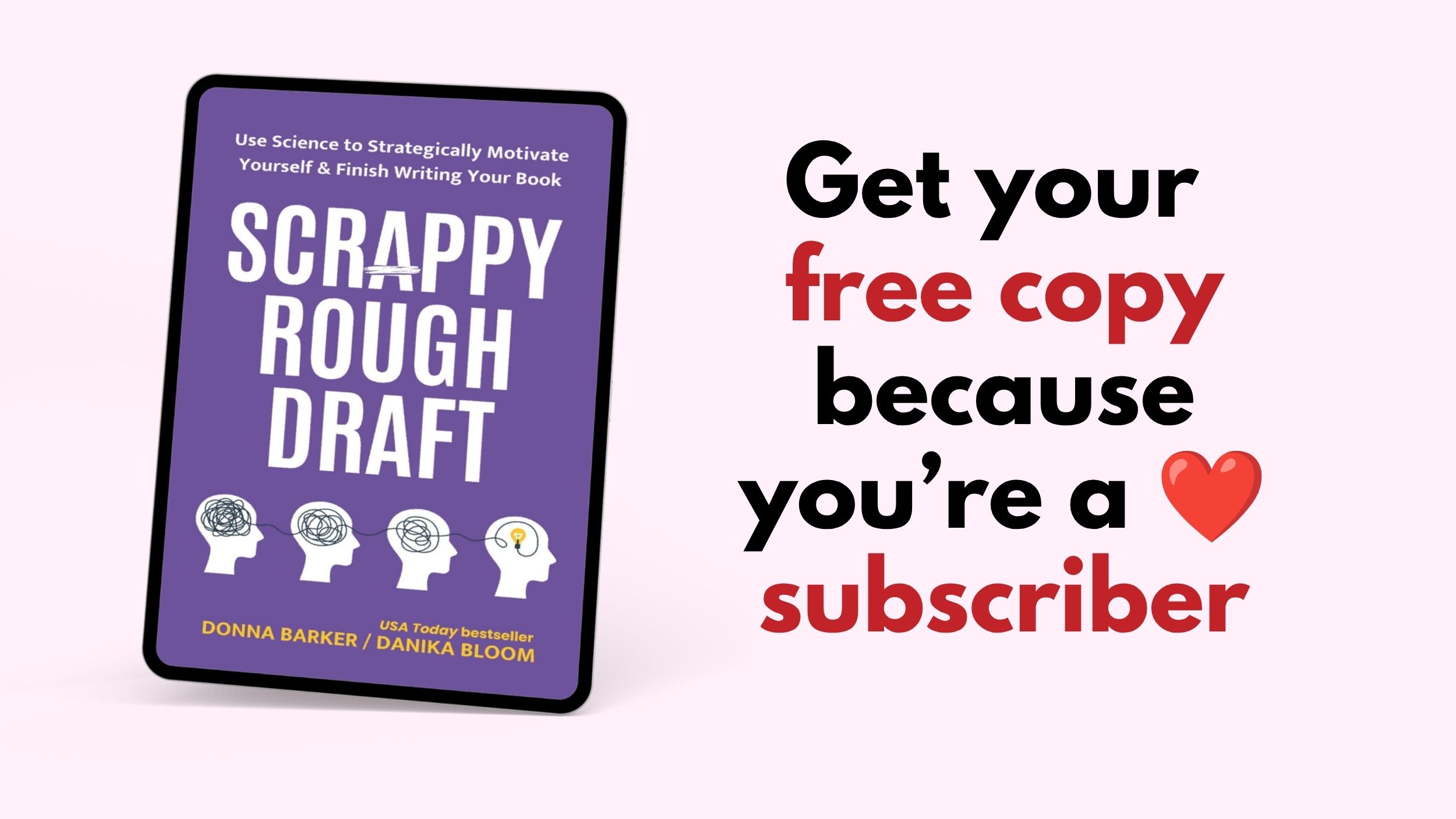 scrappy rough draft free download | Author Ever After đ Lesson slide titled 'Your author website' showing a mockup of a romance author website with navigation, author photo, book listing, and call-to-action button.